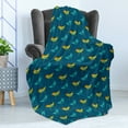 thumbnail image 4 of Yellow Bird Soft Flannel Fleece Throw Blanket, Funny Abstract Chickens Pattern, Cozy Plush for Indoor and Outdoor Use, 60" x 80", Sea Blue Multicolor, by Ambesonne, 4 of 5