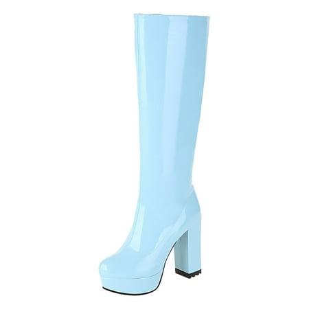 GHSOHS Cowboy Boots for Women Mid Calf Boots Womens Winter Boots Black Boots Knee High Boots Women s High Boots PU Super High Heels Boots Comfort Rain Boots Dress Shoes Combat Boots Size 41