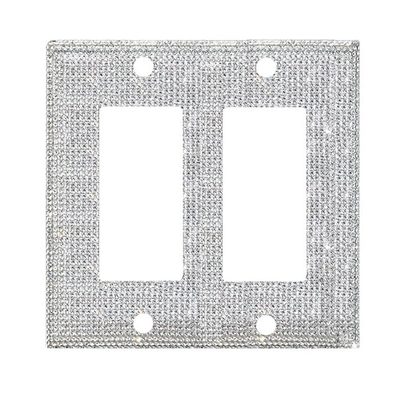 Silver Rhinestones Wall Plate Cover, Shiny Bling Light Switch Cover, Decorative Electrical Outlet Cover for Home Bedroom Living Room Ornaments