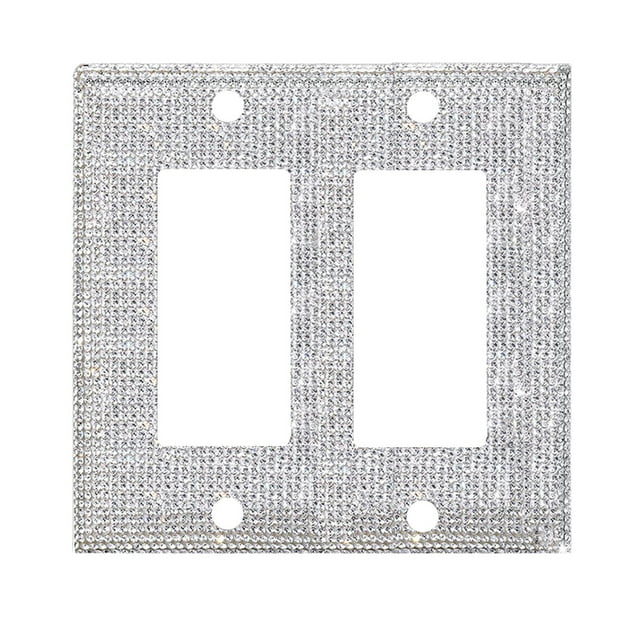BINGLI Silver Rhinestones Light Switch Cover,Silver Shiny Crystal Wall Plates Bling Decorative Wall Plate Single Toggle for Kitchen,Bedroom B