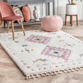 thumbnail image 1 of nuLOOM Lila Tribal Moroccan Shag Area Rug, 3' x 5', White, 1 of 5
