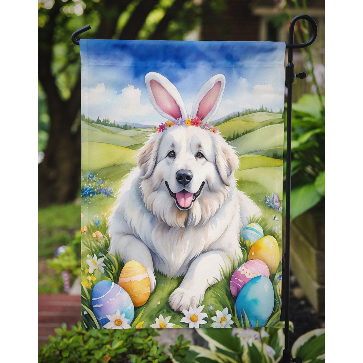 Great Pyrenees Easter Egg Hunt Garden Flag 11.25 in x 15.5 in