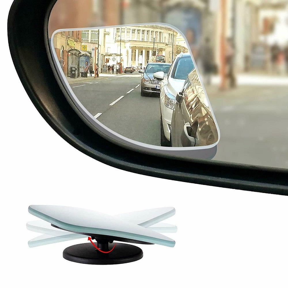 HD Frameless Blind Spot Mirror Fan Shaped 2.5" Convex Glass Mirror Pack of 2