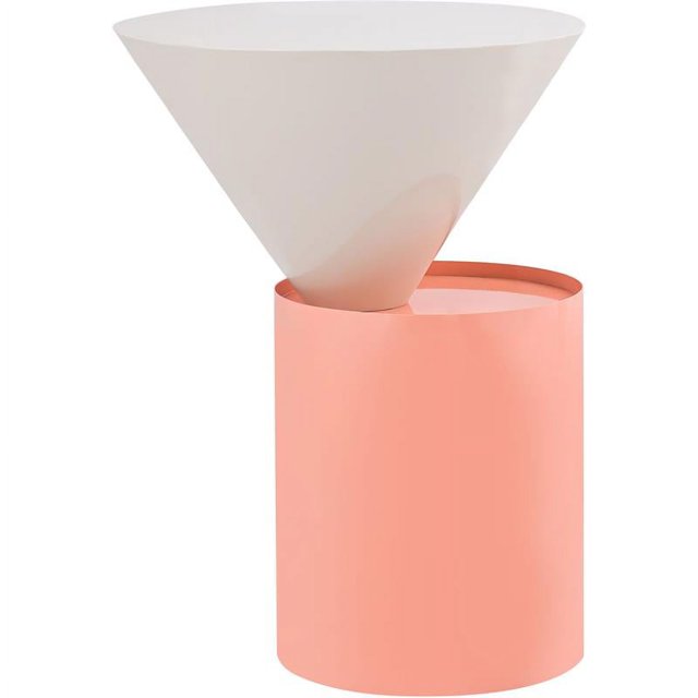 Meridian Furniture Table d'Appoint en Métal Blanc avec Base en Métal Rose