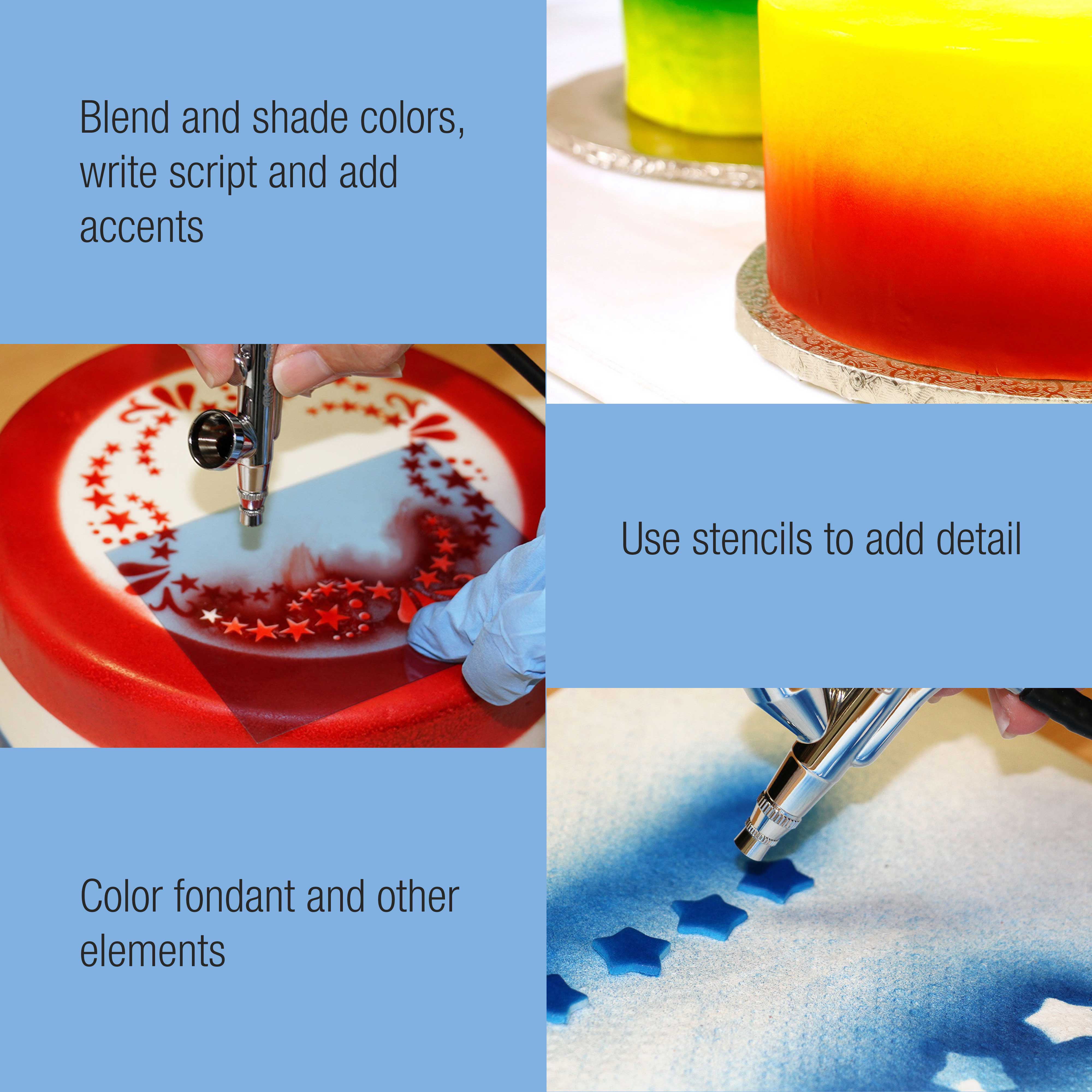  Cake Airbrush Decorating Kit with Compressor: Futebo Cookie  Airbrush Kit with 24 Vivid Airbrush Liquid Food Colors, Decorate Cakes,  Desserts or Other Baking Food(Color: White) : Arts, Crafts & Sewing