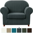 thumbnail image 1 of Subrtex Housse de Sofa en Jacquard Extensible à Rayures, 2 Pcs, 1 of 6