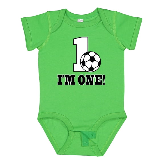 Inktastic First Birthday Soccer 1 Year Old Boys or Girls Baby Bodysuit