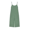 thumbnail image 7 of QATAINLAV Summer Rompers for Women Sleeveless Adjustable Strap Onesies Shorts Cotton Casual Wide Jumpsuits with Pockets Green S, 7 of 7
