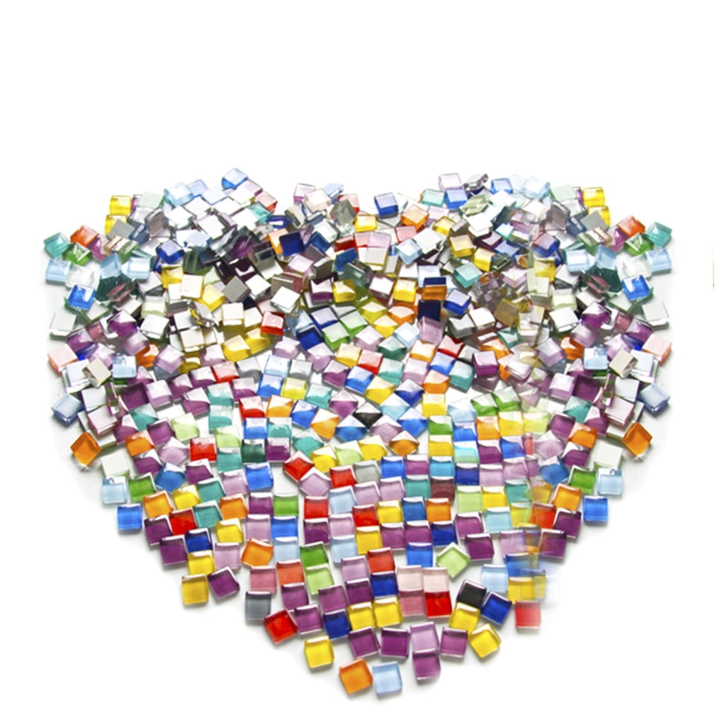 Worgeous 10mm Colorful Mosaic Tiles Glass Mosaic Supplies for DIY Arts & Crafts Jewelry Making 600g