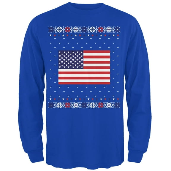 Old Glory Mens USA American Flag Ugly Christmas Sweater Long Sleeve T Shirt