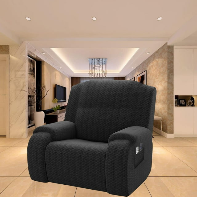 Funda para sillón de suave de Color sólido, de bolsillo lateral a prueba de polvo, serie de protección de muebles, Flexible para sala de Negro Macarena Funda de sofá