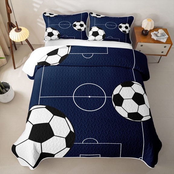 Erosebridal Football Games Twin Quilt Set For Kids,Boys Sports Theme Twin Coverlet Set,2-Piece