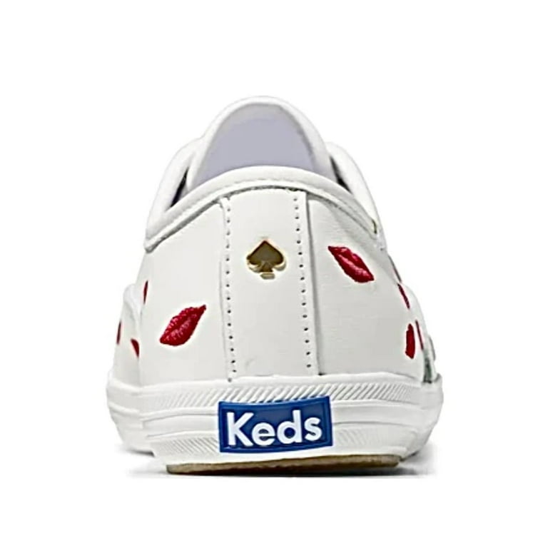 KEDS FOR KATE SPADE NEW YORK Womens White Printed Hardware At Heel Padded Embroidered Champion Ks Round Toe Lace Up Leather Sneakers Shoes 7 Walmart