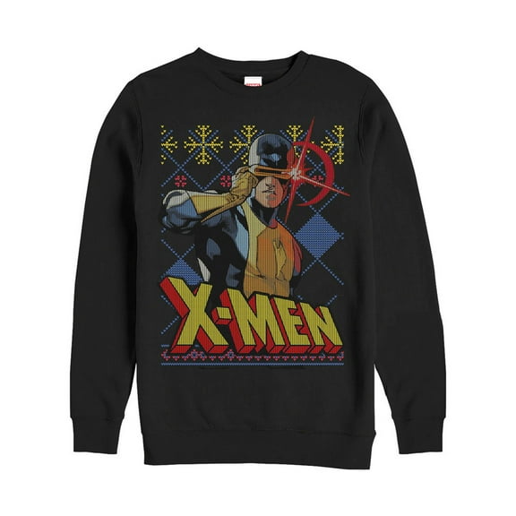 Men's Marvel Ugly Christmas X-Men Cyclops Sweatshirt Black 3X Large