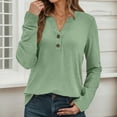 thumbnail image 4 of Fall Shirts for Women 2025 Long Sleeve V-Neck Button Casual Loose Tshirt Shirt Blouse Womens Fall Tops, 4 of 8
