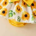 thumbnail image 6 of 6-9 Months Baby Girl Clothes Romper Dress Ruffle Sleeveless Summer Outfits with Headband Girls' Round Neck Sleeveless Stripe Lace Patchwork Flower Print Jumpsuit Yellow, 6 of 8