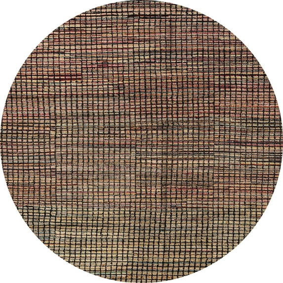Ahgly Company Machine Washable Indoor Round Abstract Night Red Area Rugs, 7' Round