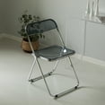 thumbnail image 5 of Acrylic Folding Party Transparent Chair with Double Hinged Back | Indoor Outdoor Portable Commercial Seat with Silver Metal Frame for Home, Office, Wedding Party, Picnic, and Kitchen Dining (Grey), 5 of 9