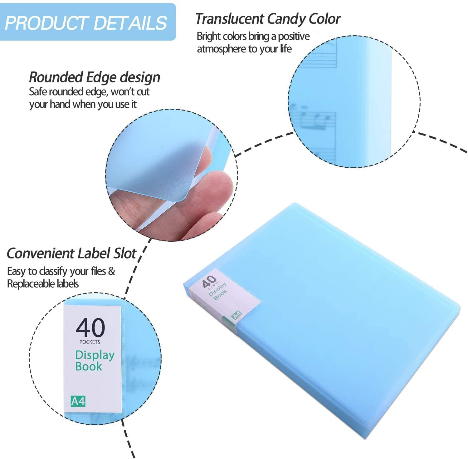 Clear Plastic Presentation Book - 4pcs 40 Pockets File Folder Portfolio Folder Back to School Supplies Sale, Size: One Size