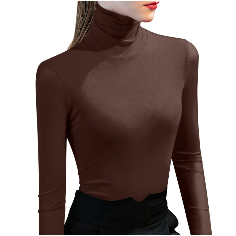 Casual Solid Basic Turtleneck Plus Size Tops Casual Solid Basic Turtleneck Plus Size Tops