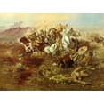 thumbnail image 2 of Russell, Charles Marion 18x15 Gold Ornate Wood Framed with Double Matting Museum Art Print Titled - Indian Fight, 2 of 4