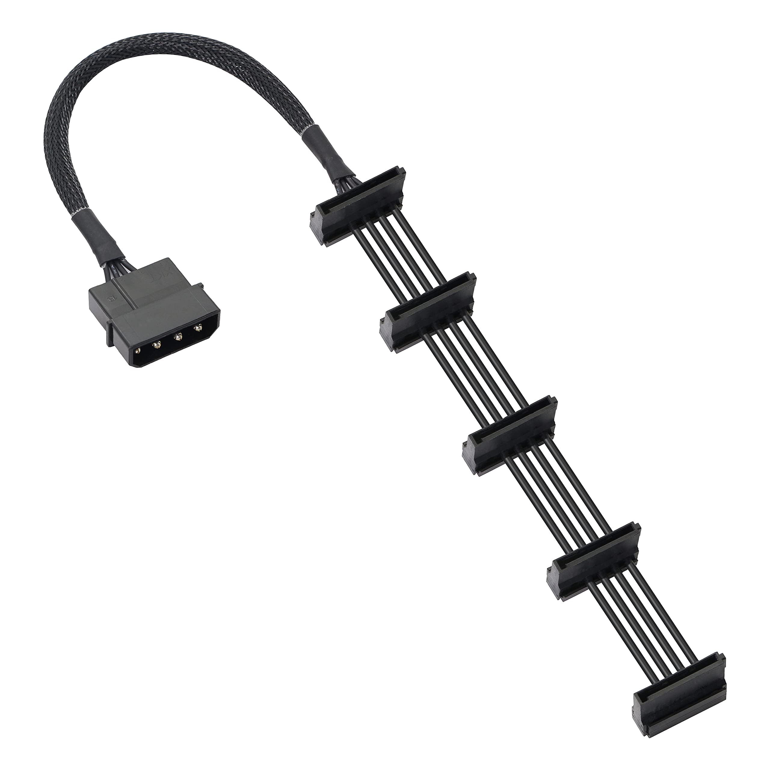 4 Pin IDE to 15 Pin SATA Splitter Power Cable,Gelrhonr LP4 to 5x15 Pin