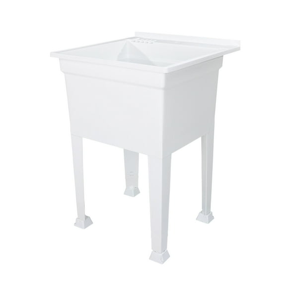 Utility Sink Heavy Duty Freestanding Utility Tub Sink, 24 x 24 Inches, White