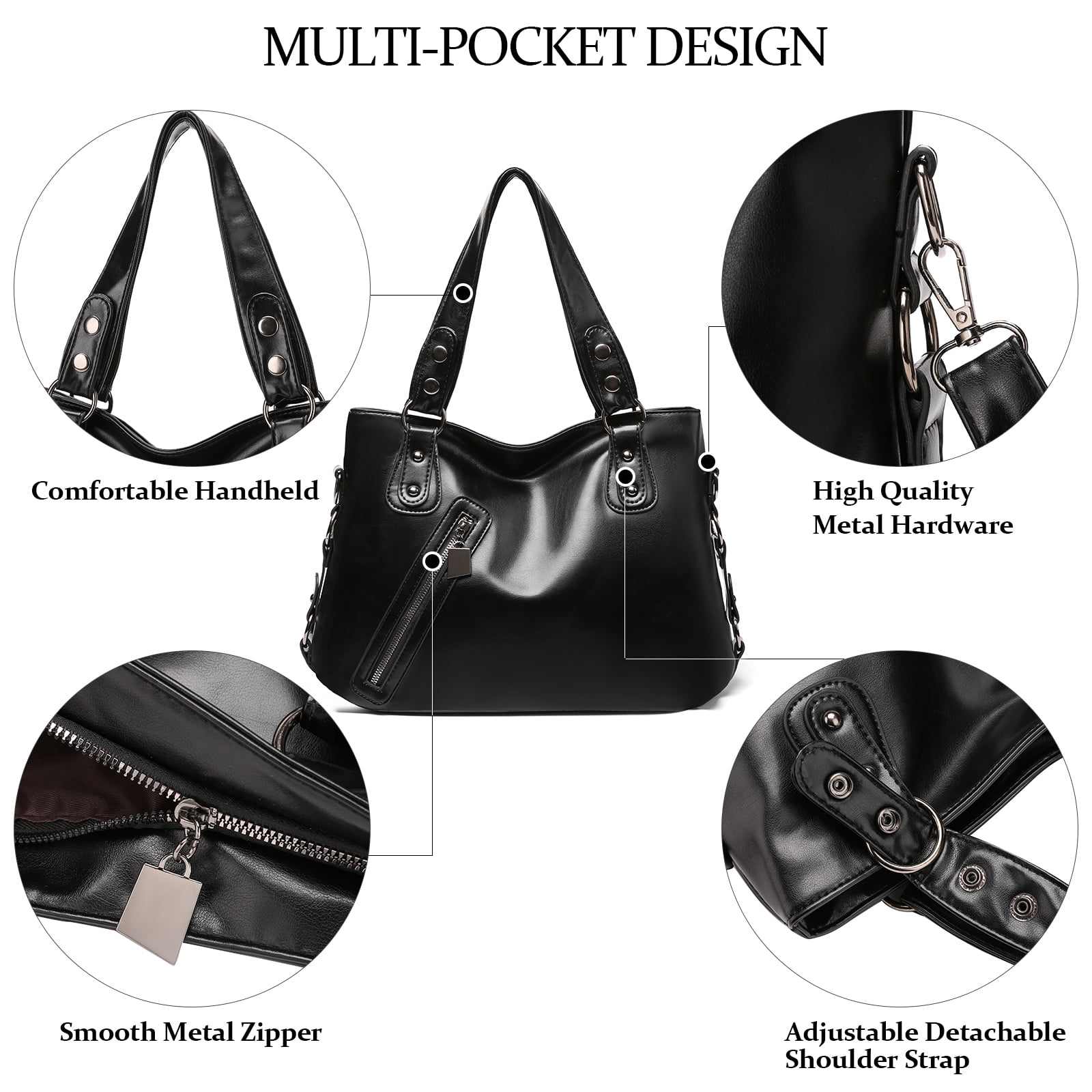 KALUNMA Tote Bag for Women Leather Shoulder Bags Fashion Hobo Bags Large Purse and Handbags with Adjustable Shoulder Strap