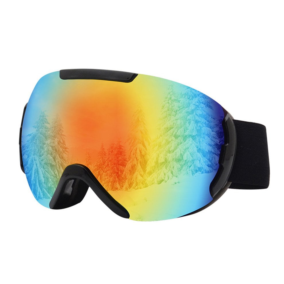 HD Clear Spherical Skiing Goggles Over the Glasses Anti Fog Lens Anti-Slip Strap 