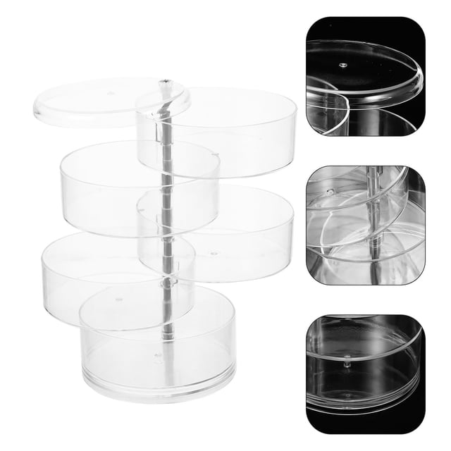 KAKOWELY Rotating Jewelry Storage Box Transparent 1Pack for Partitioned Storage Women Dressing Table