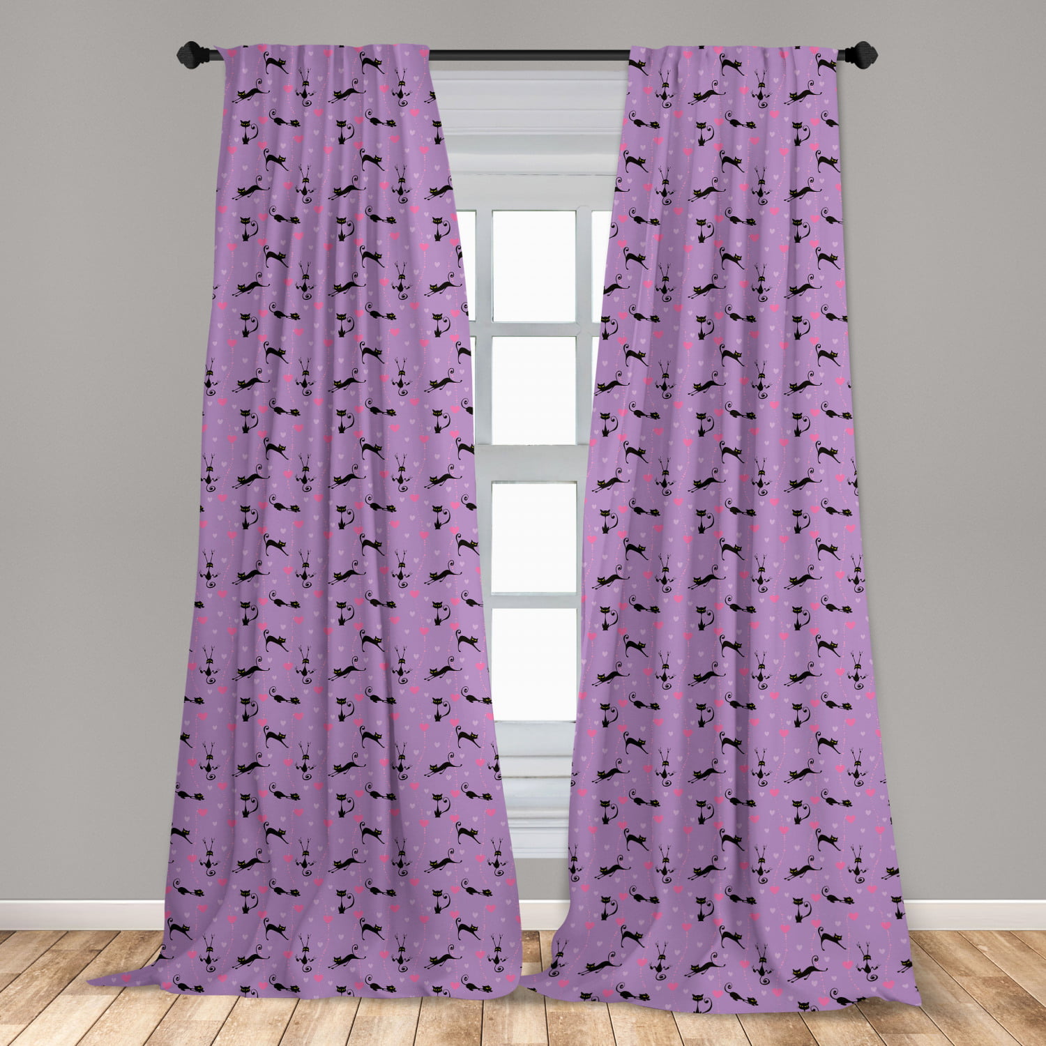 Window Ds For Living Room Bedroom, Black And Purple Window Curtains