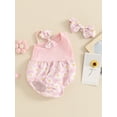 thumbnail image 3 of Bagilaanoe Newborn Baby Girl Summer Floral Rainbow Print Sleeveless Bodysuits + Headband 3M 6M 9M 12M 18M Infant Fashion One Piece Jumpsuit, 3 of 7