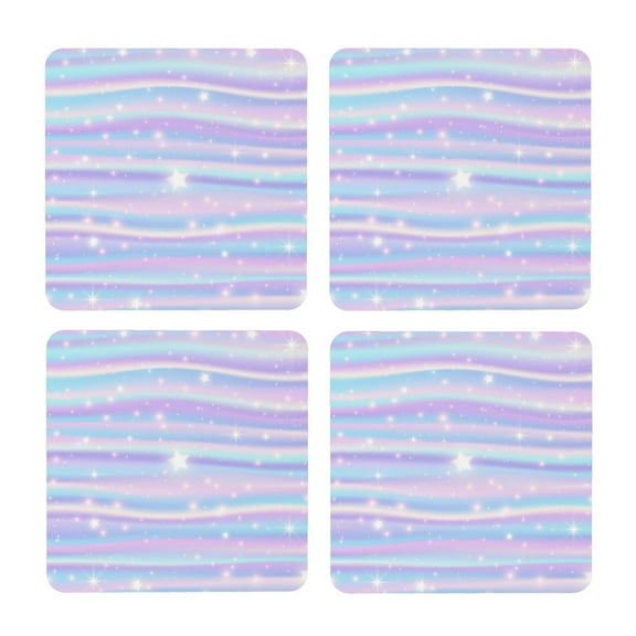 Xecao Striped Gradient for MDF Cork Coaster 4 Pcs,Drink Coasters,Suit for House Warming Gifts New Home ,Coffee Table Decor-Square
