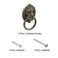 thumbnail image 3 of Uxcell 4 Pack 1.57"x1.97" Lion Head Pulls Knob for Dresser Wardrobe Kitchen (Bronze), 3 of 6