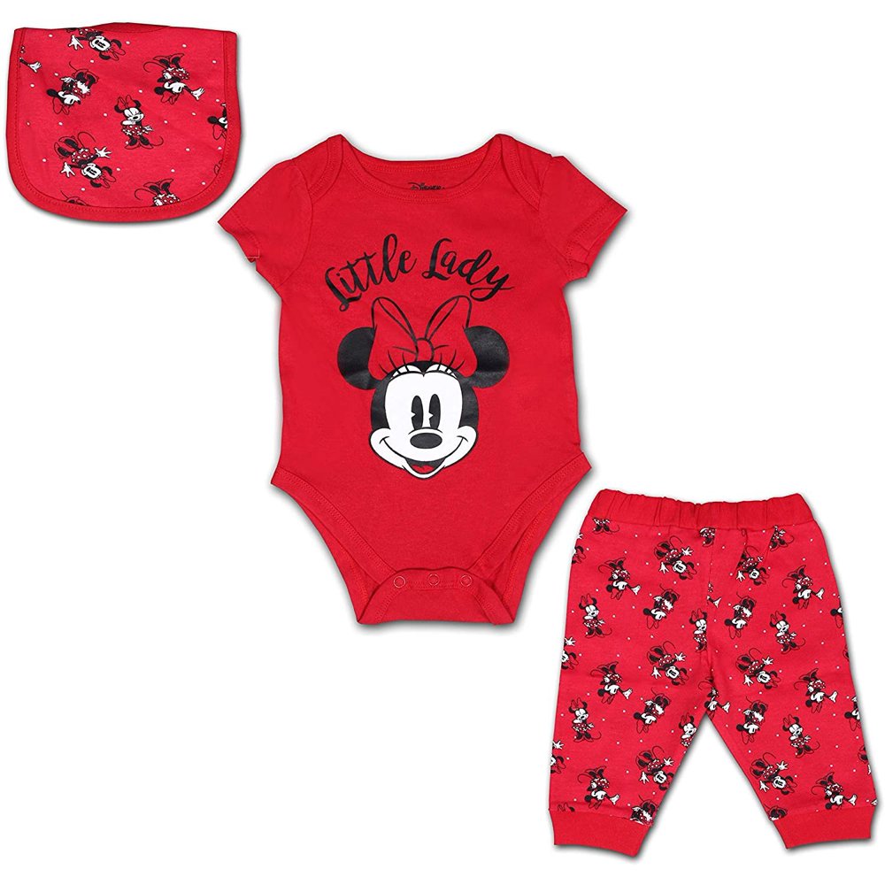 Disney Disney Minnie Mouse 3 Pack Jogger, Onesie and Bib Set for