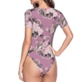 thumbnail image 4 of Haiem Rose Flowers Women's Crew Neck Short Sleeve Bodysuit Tops Stretchy Slim Basic-XX-Large, 4 of 9