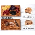 thumbnail image 4 of Bamboo Cutting Boards for Kitchen(Set of 3),Chopping Boards with Juice Groove,End Grain Serving Board with Holder,Bamboo Butcher Block for Meat,Vegetables,Fruit, 4 of 6