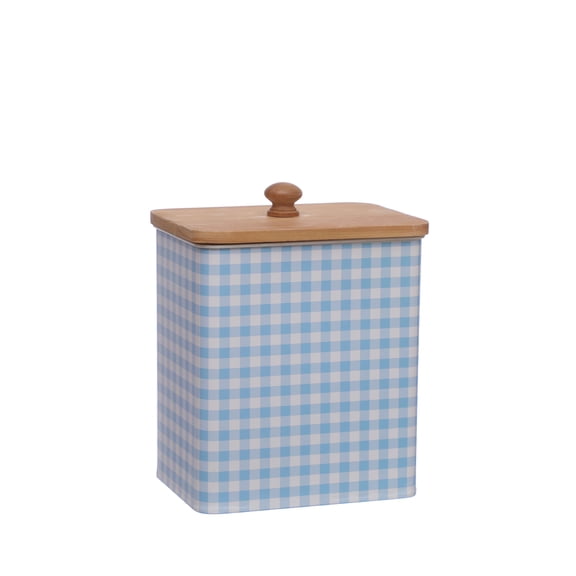 Celebrate It 8.25" Blue Gingham Metal Container , Red, White, & Blue Party Supplies and Decorations for Memorial Day, Independence Day