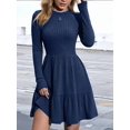 thumbnail image 2 of Katigan Womens Long Sleeve Fall Dresses with Flowy Casual Ribbed Knit Crew Neck Knee Length Sweater Dress Deep Blue S, 2 of 6
