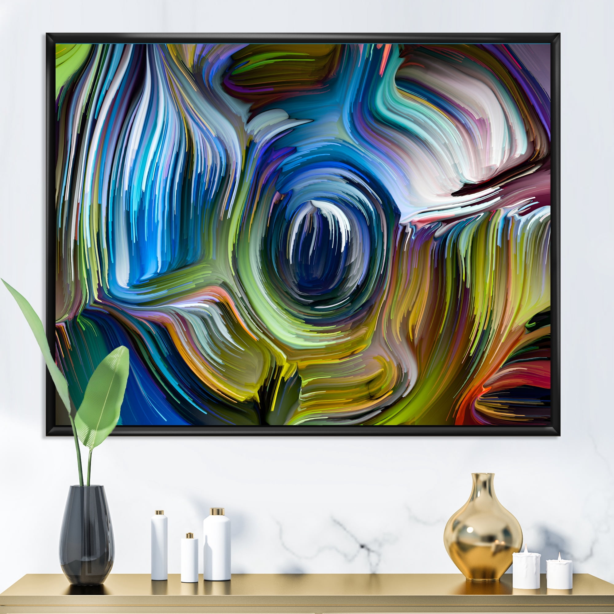 Designart 'Colour Spiral Fusion' Modern Framed Canvas Wall Art Print