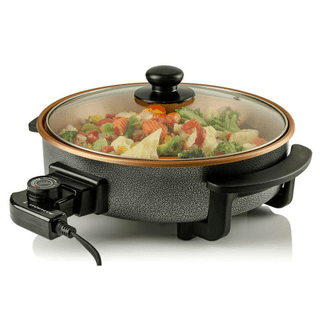 OVENTE 132 Sq. In. Copper Electric Wok with Nonstick Coating, Family-Sized  Skillet with Tempered Glass Lid SK3113CO - The Home Depot