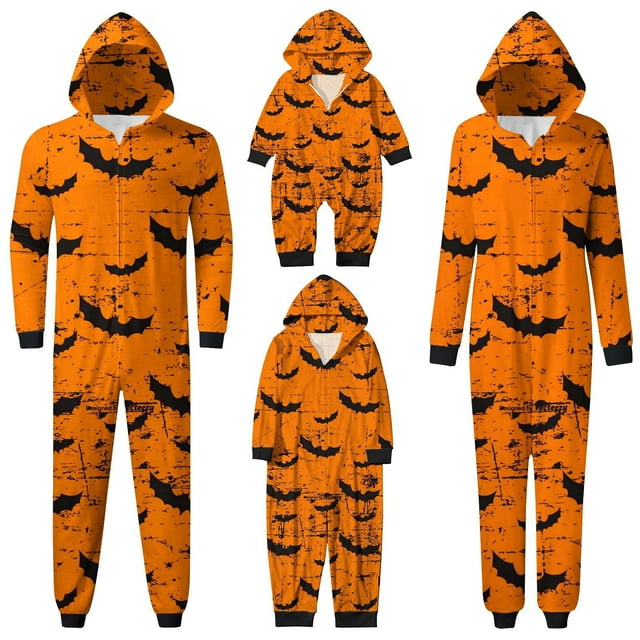UJNDER Combinaison à Capuche Imprimée Halloween pour Femmes Orange_002 TG