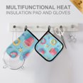 thumbnail image 4 of Yayeee Oven Mitts and Pot Holder Set of 2 Heat Resistant Kitchen Gloves Baking Hot Pad, Pink Beach Toys Pattern, 4 of 5