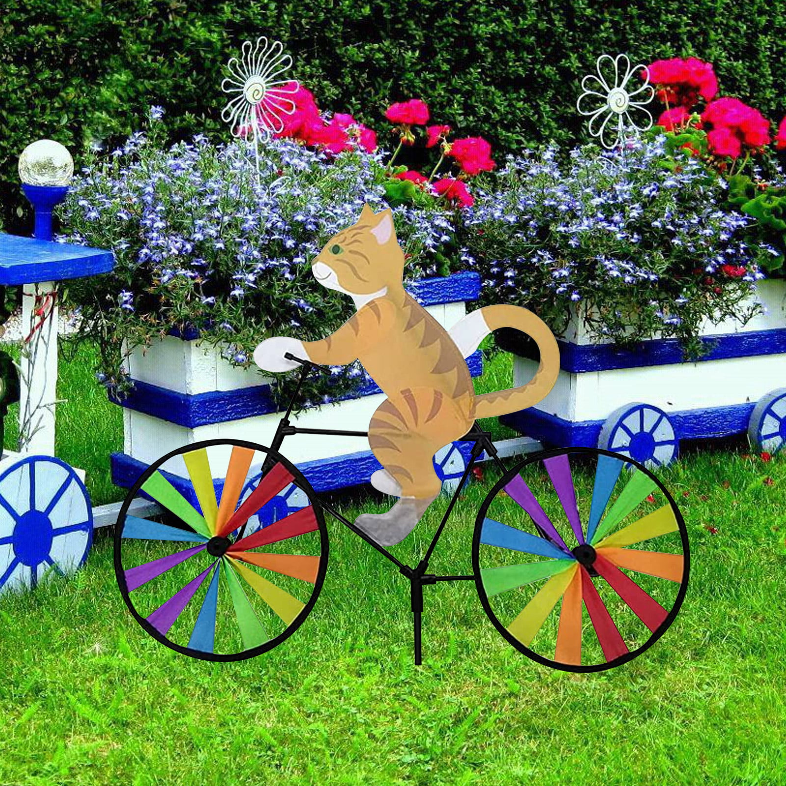 Hulzogul Wind Spinner Animal Bike Spinner Yard Art Decoration Garden Decor Wind Spinner for Garden and Backyard