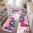 thumbnail image 2 of Pink Butterfly Flower Pattern Kitchen Rugs Sets Of 3,Kitchen Runner Rugs Non Skid Washable,Decorative Kitchen Floor Mats for Kitchen,Sink,Laundry,17"x30"+ 17"x47" + 17"x59", 2 of 6