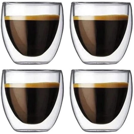 

Double Glass Coffee Cup Latte Macchiato Cappuccino Espresso Cup Afternoon Tea Milk Juice Ice Cream Glasses (Set of 4)