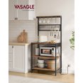 thumbnail image 2 of Bakers Rack with Charging Station, 80 cm Coffee Bar with Adjustable Storage Shelf, Microwave Stand, Grid Panel, 12 Hooks, for Kitchen, Rustic Brown and Ink Black, 2 of 8