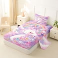 thumbnail image 2 of Metsweet Dreamy Floral Unicorn Twin Sheets 3pcs, Watercolor Rainbow Flowers Bedding, Pink Purple,1 Fitted Sheet, 1 Flat Sheet and 1 Pillowcase, 2 of 5