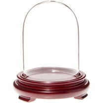 Plymor 3" x 4" Glass Display Dome Cloche (Red Wood Veneer Footed Base)
