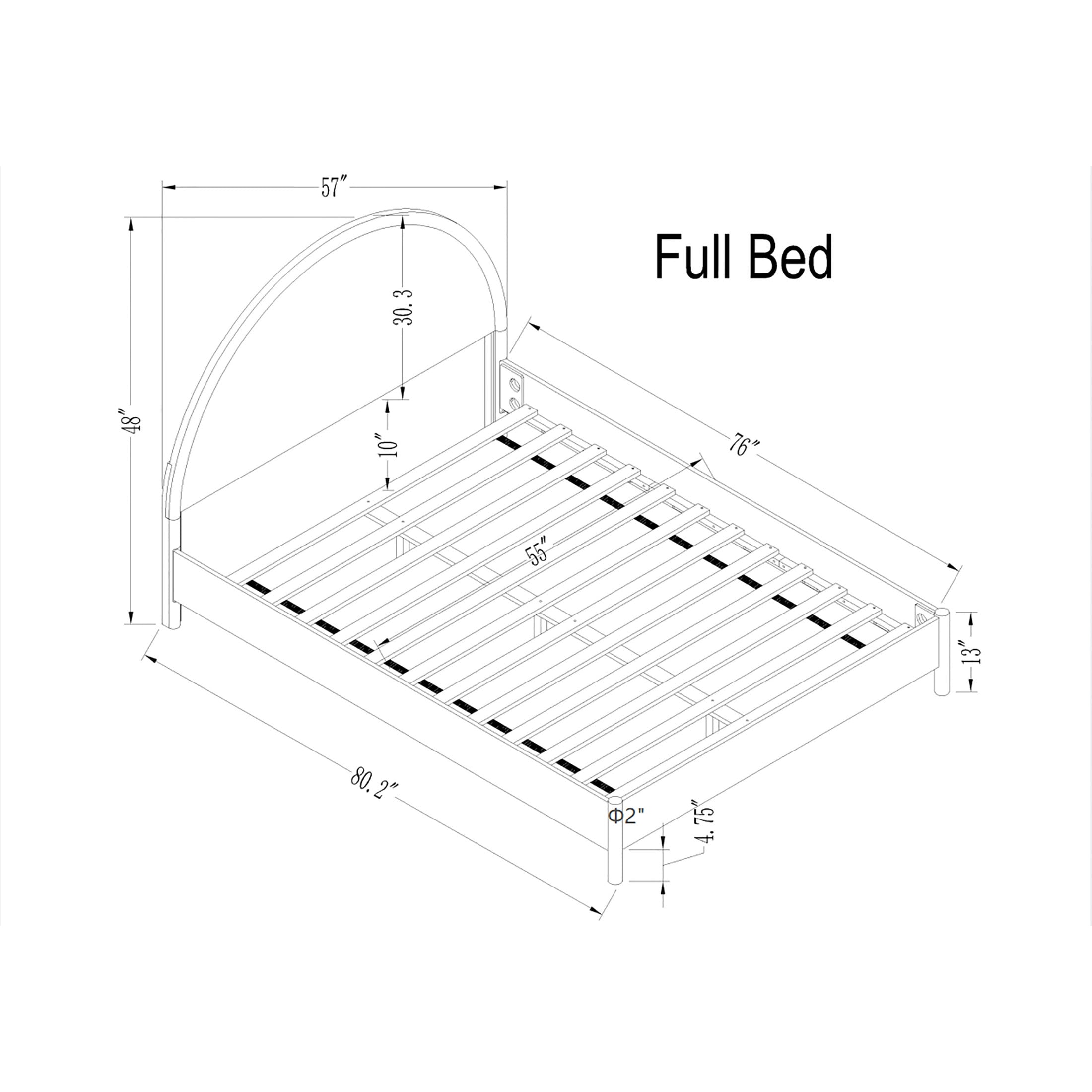 Christopher Knight Home Full Platform Bed Frame with Arched Headboard, Rubberwood, Light Brown